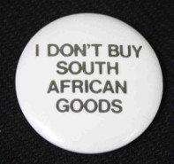 Badge with 'I don't buy South African goods'
